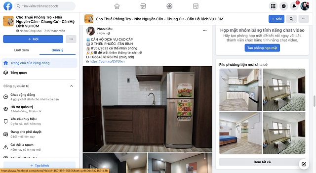 Xây dựng group Facebook cho thuê phòng trọ cho công ty quản lý bất động sản HHOMES