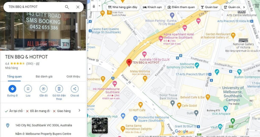 Digimat thực hiện dịch vụ chăm sóc Google Maps cho Ten BBQ