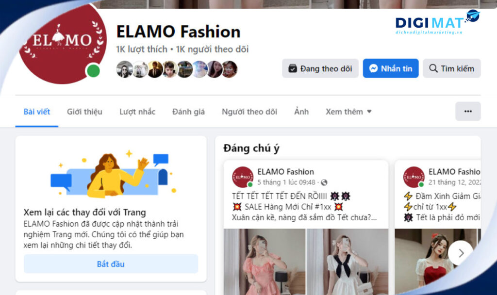 Dự án quảng cáo Facebook cho Shop thời trang ELAMO