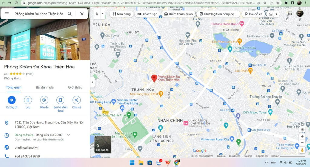 Thực hiện quảng cáo Google Search cho phòng khám Thiện Hòa