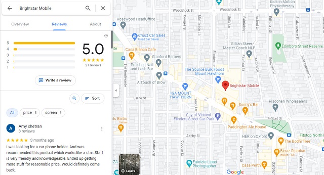 Thách thức trong quá trình review Google Maps cho MAP BRIGHTSTAR MOBILE